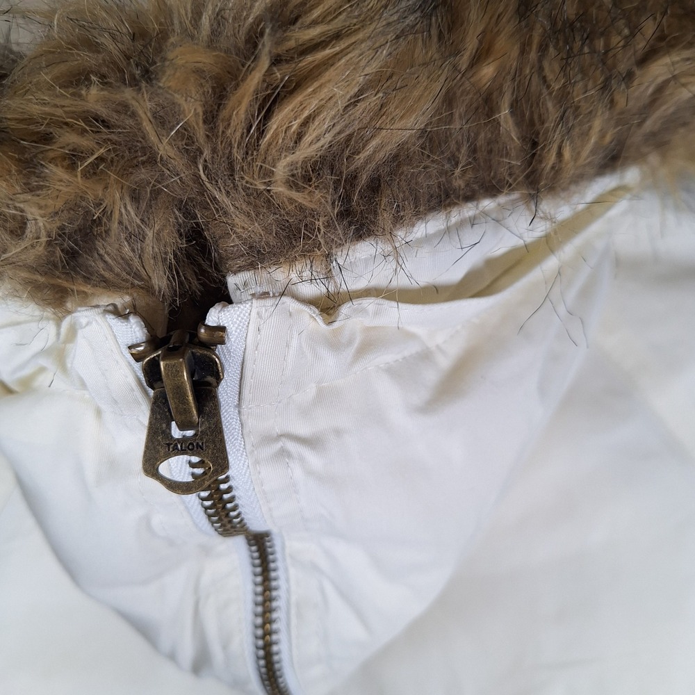 Woolrich‎ Womens Arctic Jacket White Goose Down Faux Fur Hood Bomber  Small - Picture 4 of 10